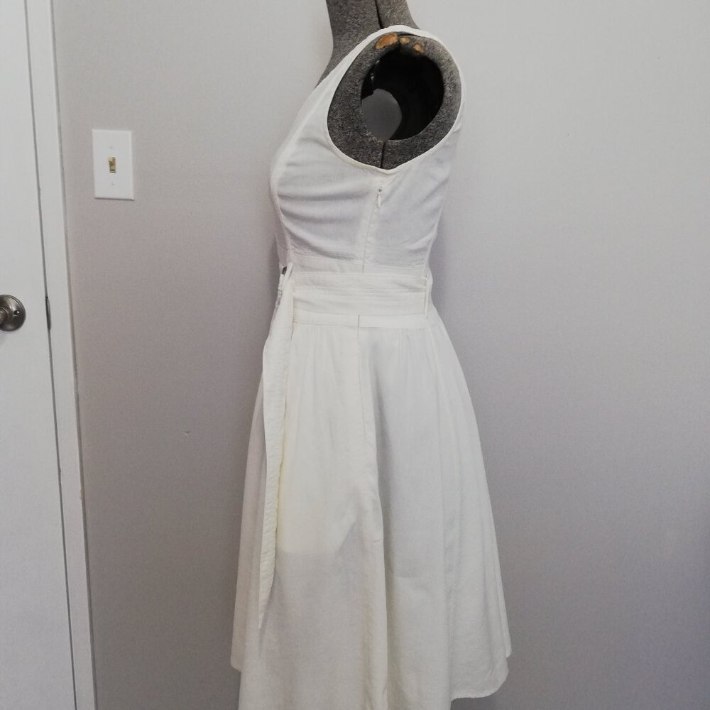 Theory White V-Neck Sleeveless Midi Dress with Belt - Picture 7 of 12
